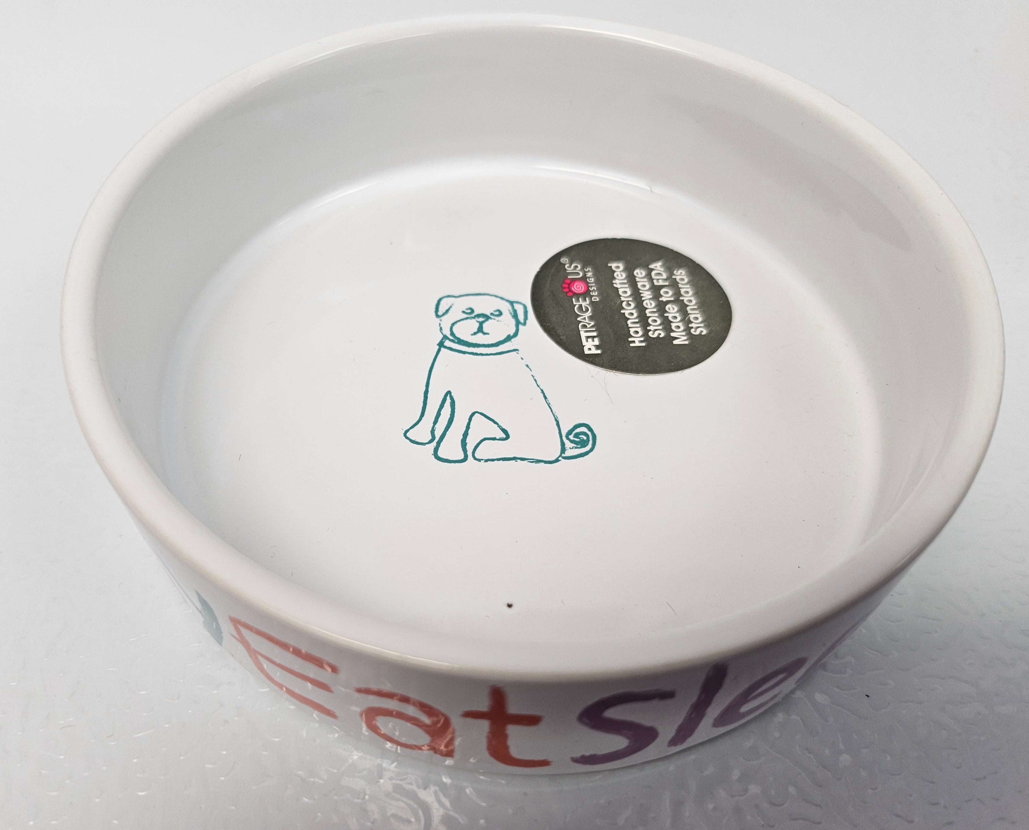 Petrageous Designs " Crayon Pup" Shallow Dog Bowl 5" 1 Cup