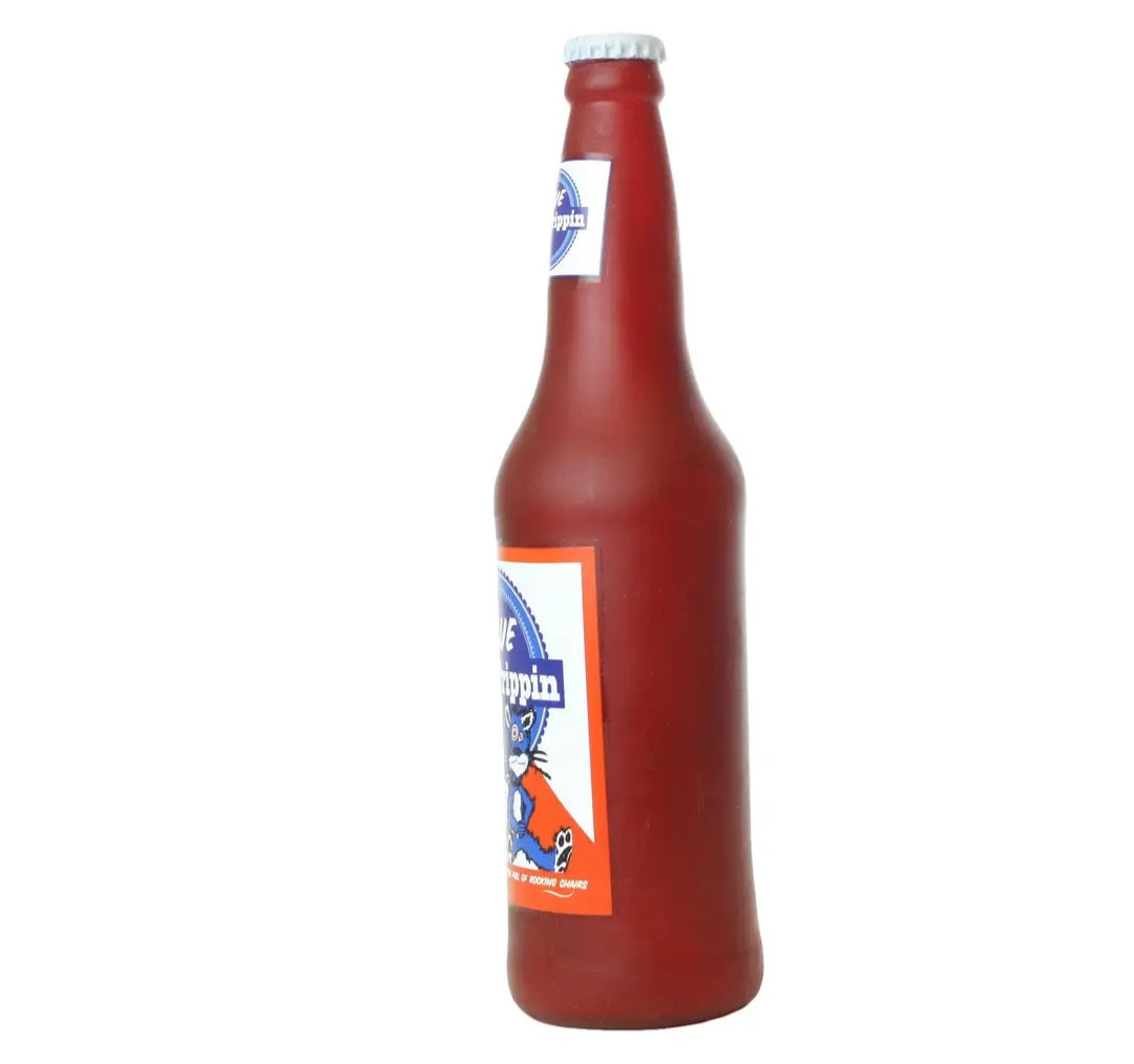 Silly Squeakers Beer Bottle Blue Cats Trippin' Dog Toy
