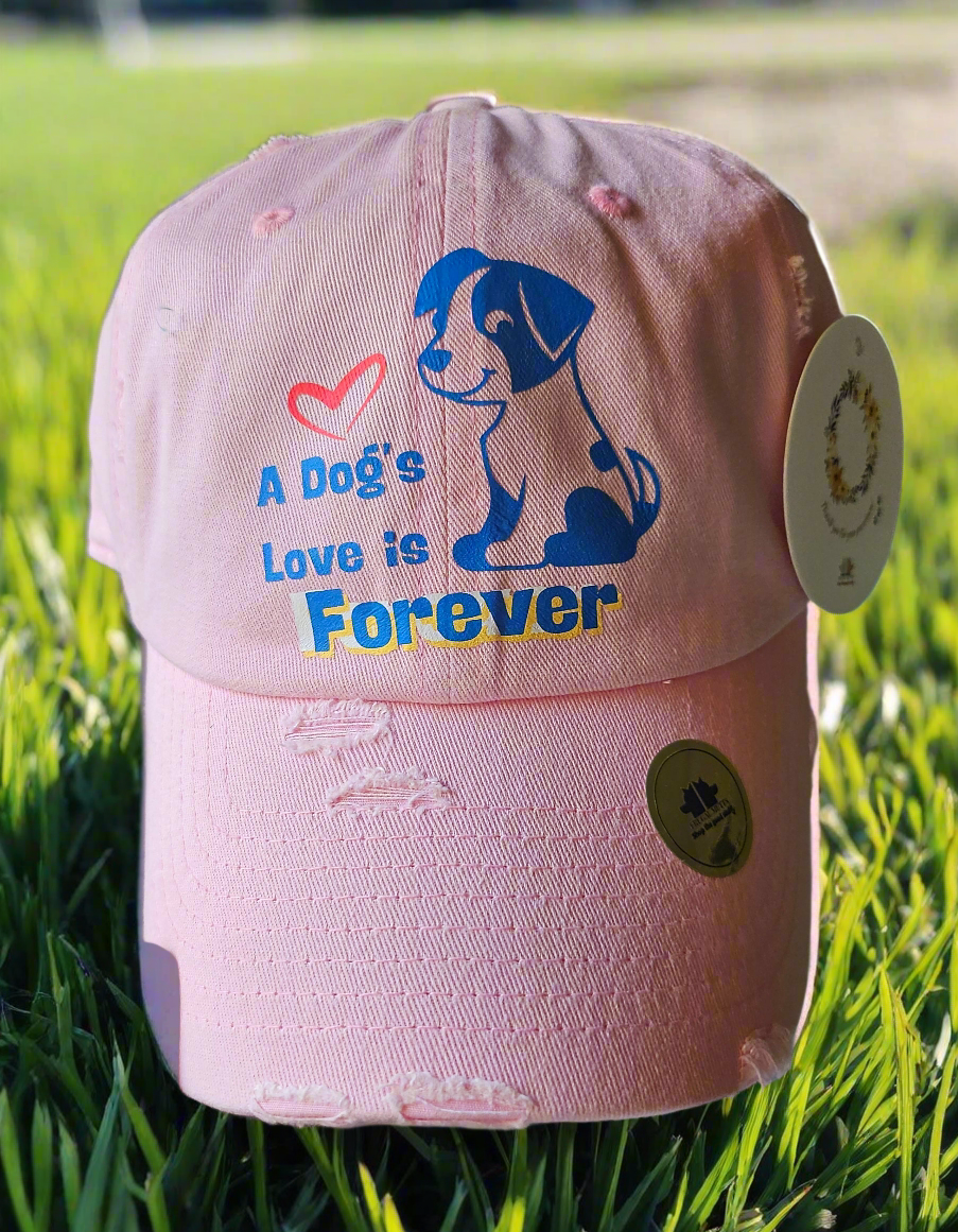 Vintage Style Baseball Cap For Women 'A Dog's Love is Forever'