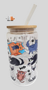 'Life is Better with Cats' Glass Cup with Bamboo Lid & Glass Straw 16 oz