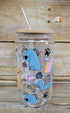 'Easily Distracted by Dogs' Glass Can with Bamboo Lid & Glass Straw 16 oz