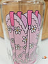 'Howdy' Glass Can with Bamboo Lid & Glass Straw 16 oz