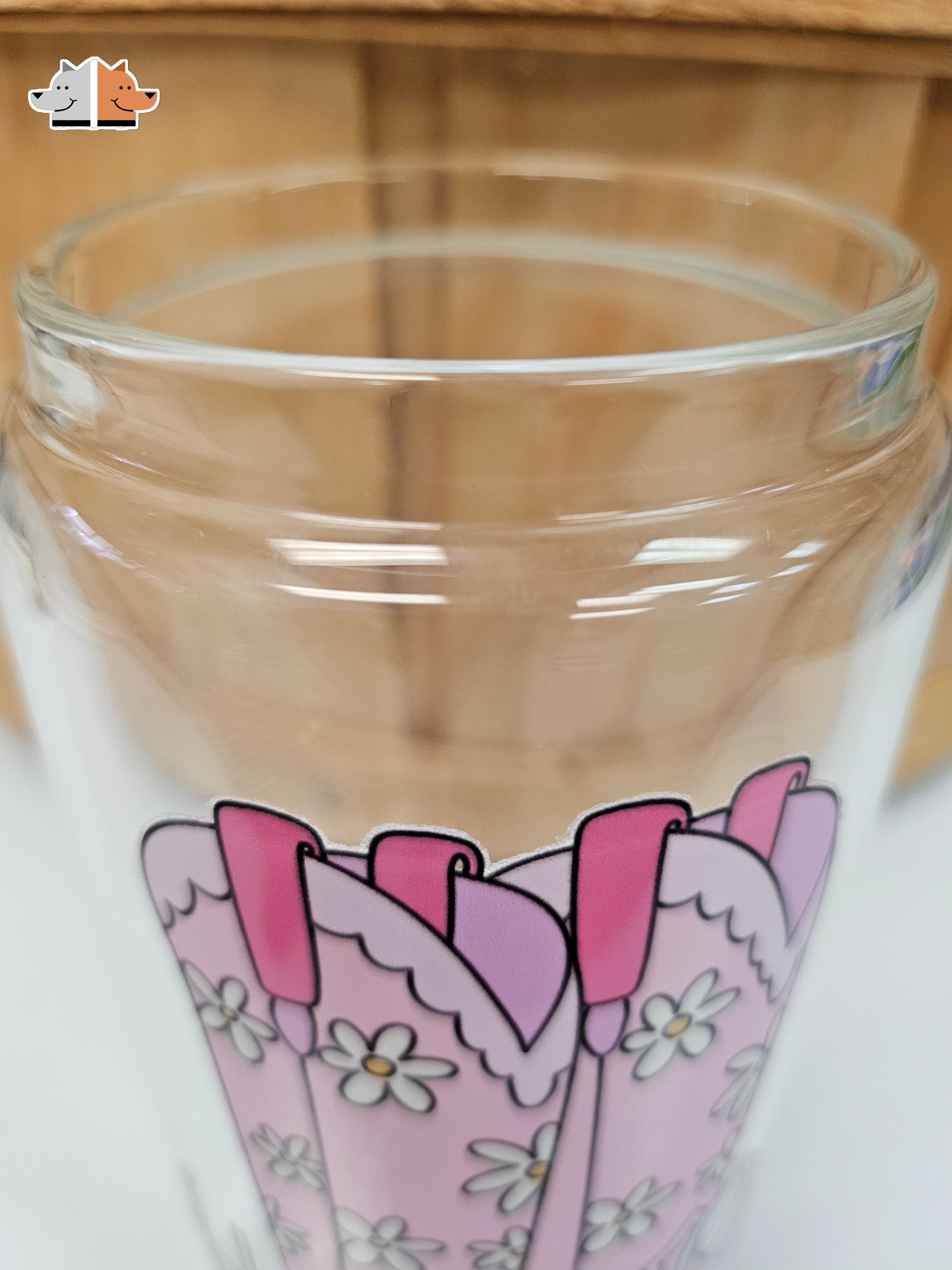 'Howdy' Glass Can with Bamboo Lid & Glass Straw 16 oz