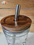 'Peace Love Dogs' Mason Jar Style Glass with Acacia Lid & Boba Style Straw 22 oz
