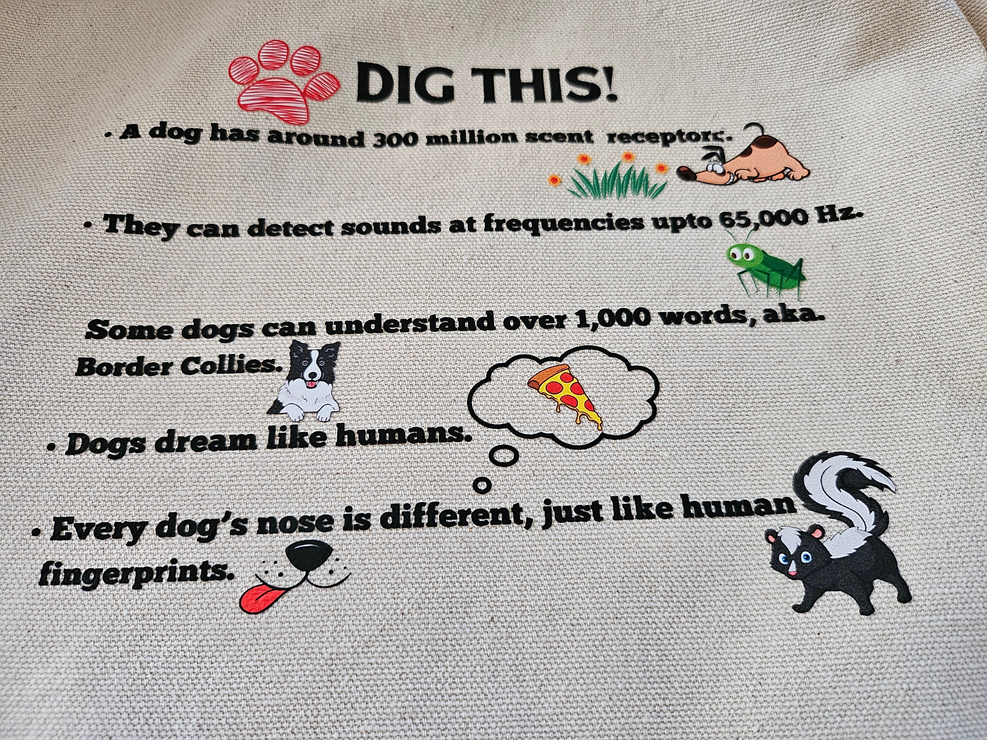 Canvas Drawstring Backpack for Dog Lovers 'Dig This'