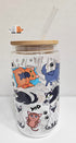 'Life is Better with Cats' Glass Cup with Bamboo Lid & Glass Straw 16 oz