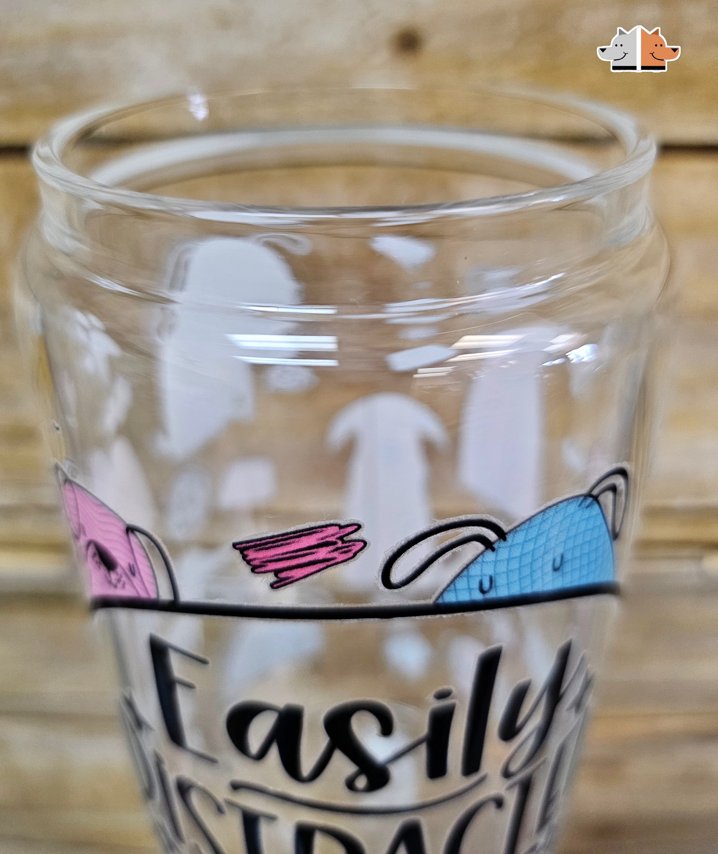 'Easily Distracted by Dogs' Glass Can with Bamboo Lid & Glass Straw 16 oz