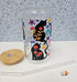 Silhouette Cats Glass Can with Bamboo Lid & Glass Straw 16 oz