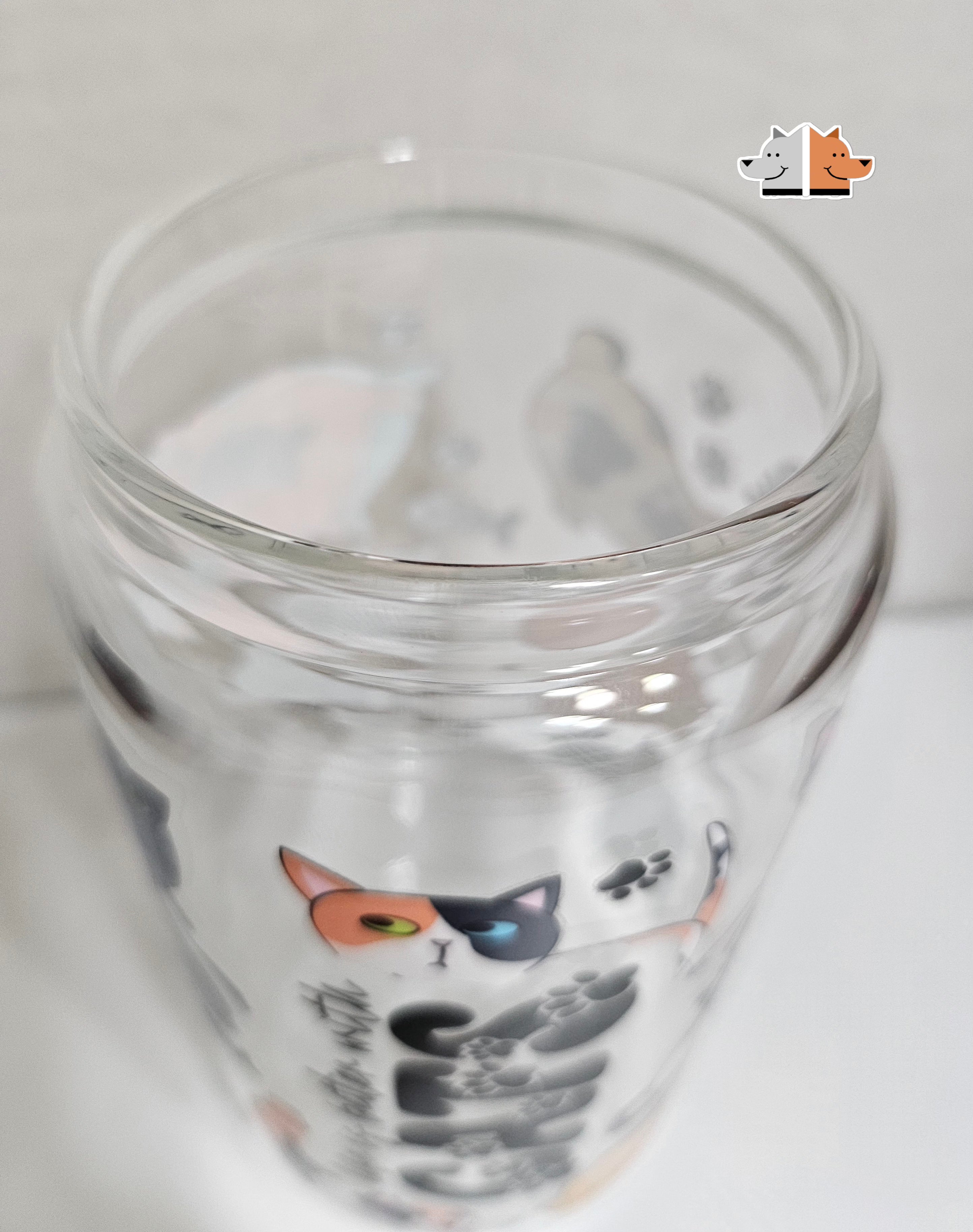 'Life is Better with Cats' Glass Cup with Bamboo Lid & Glass Straw 16 oz