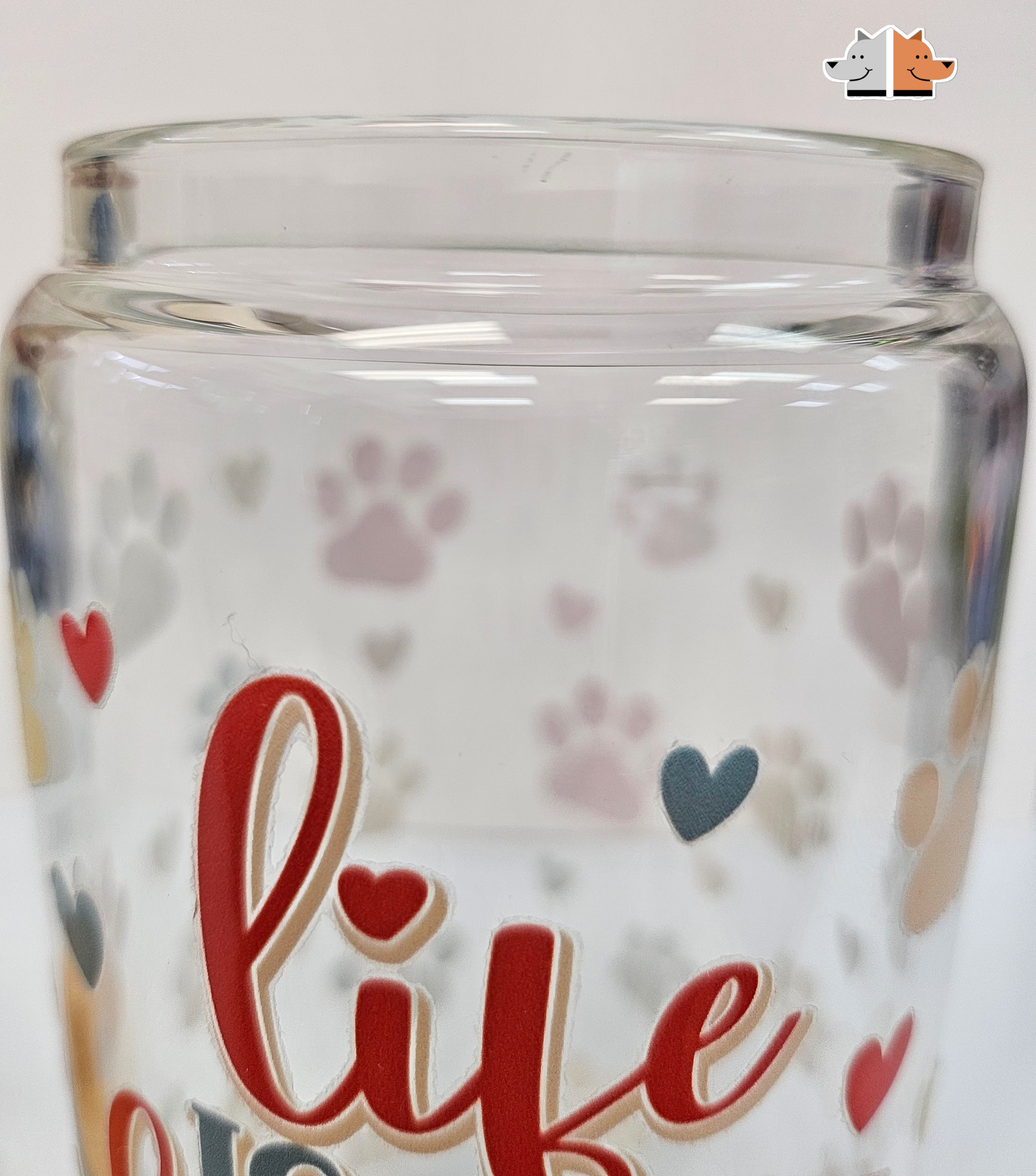 'Life is Better with Dogs' Glass Can with Bamboo Lid & Glass Straw 16 oz