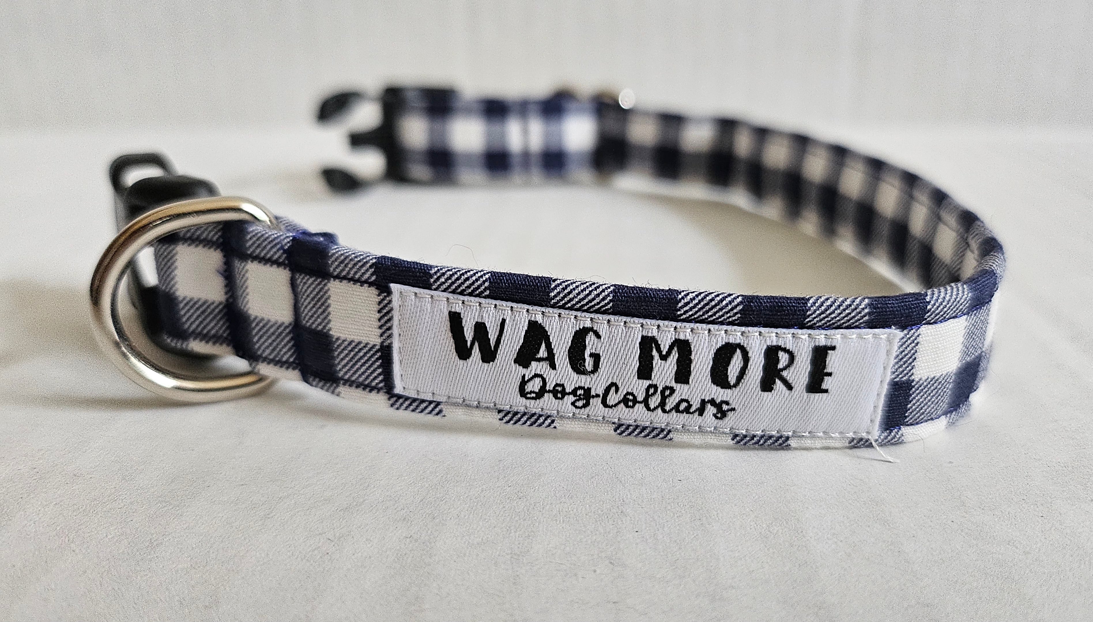 Wag More Gingham Dog Collar Small