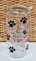 'My Dog and I Talk' Glass Can with Bamboo Lid & Glass Straw 16 oz