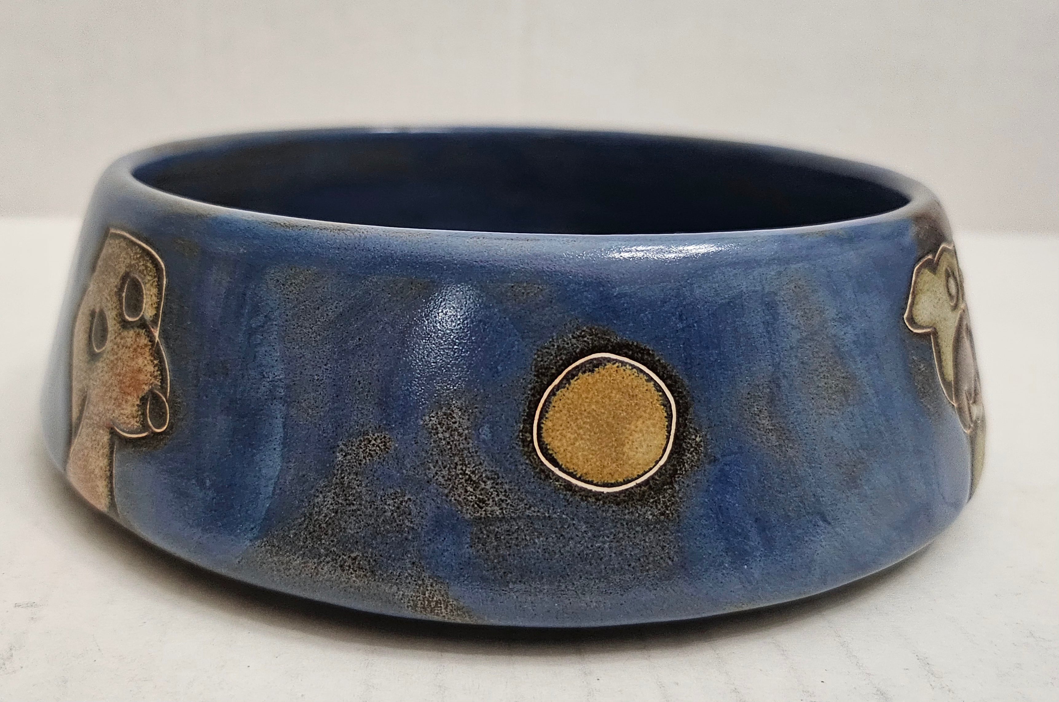 Galleyware Mara Stoneware Dog Dish/Small-16 oz,  Blue