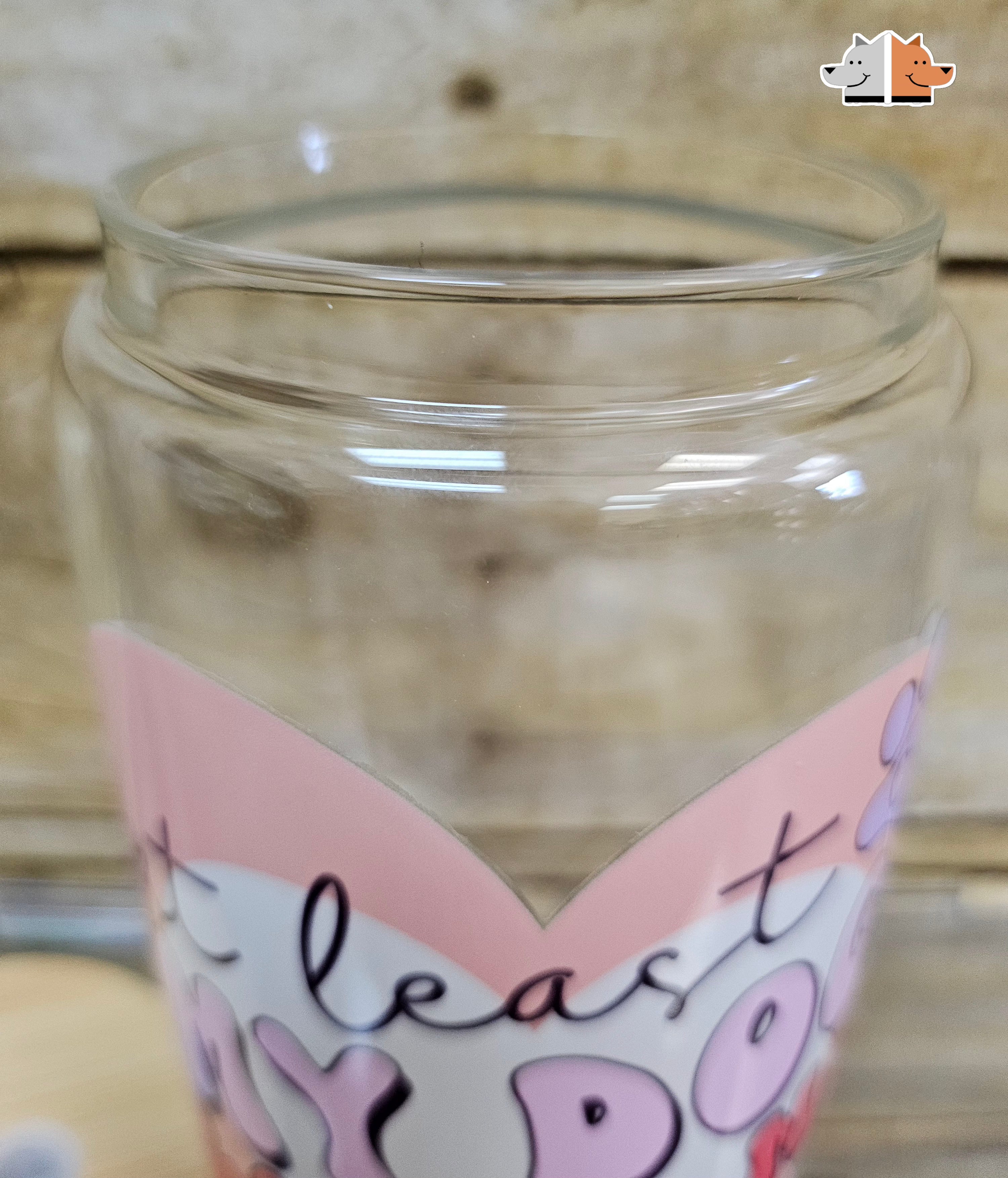 'At least My Dog Loves Me' Glass Can with Bamboo Lid & Glass Straw 16 oz