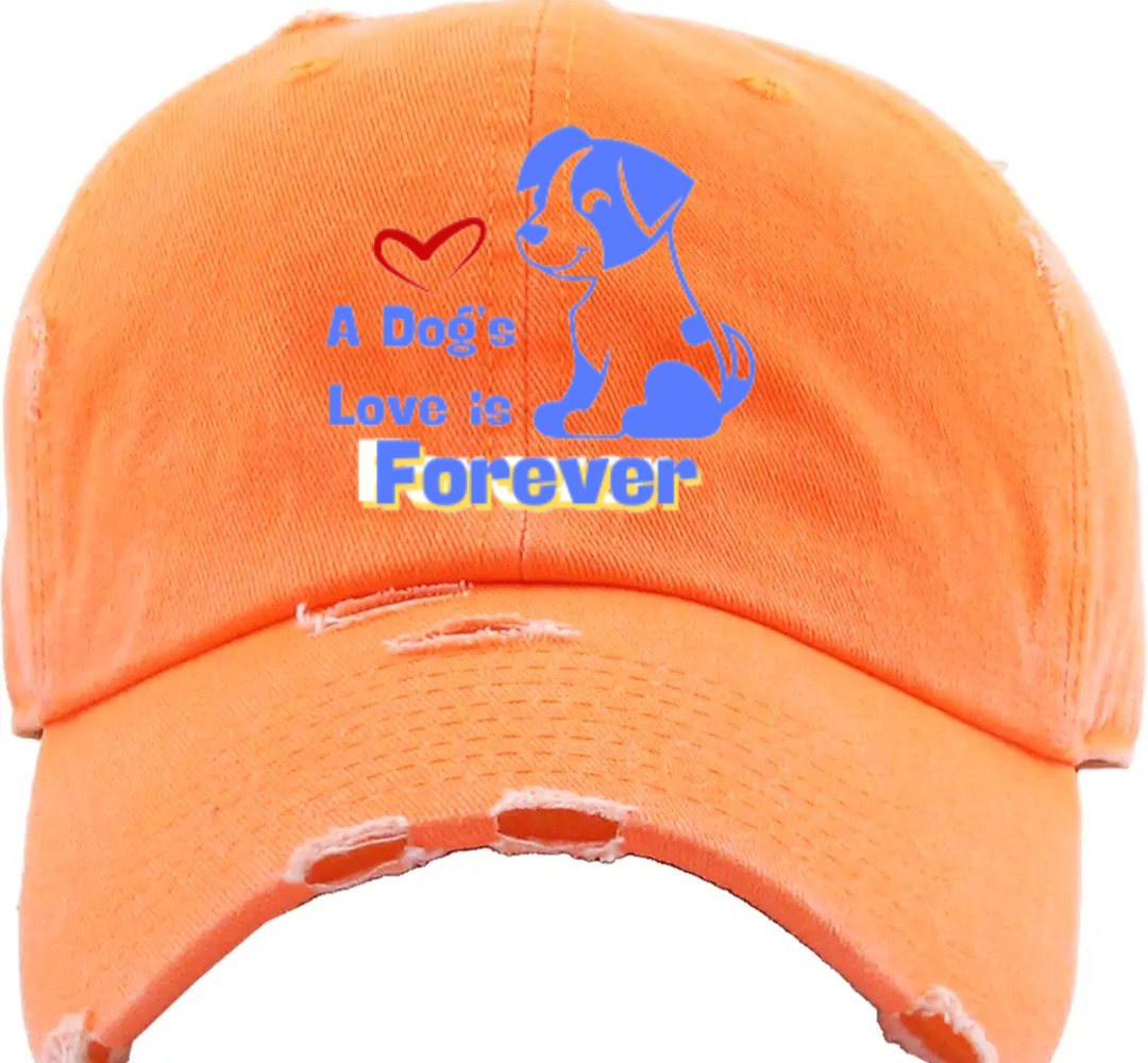 Vintage Style Baseball Cap For Women 'A Dog's Love is Forever'