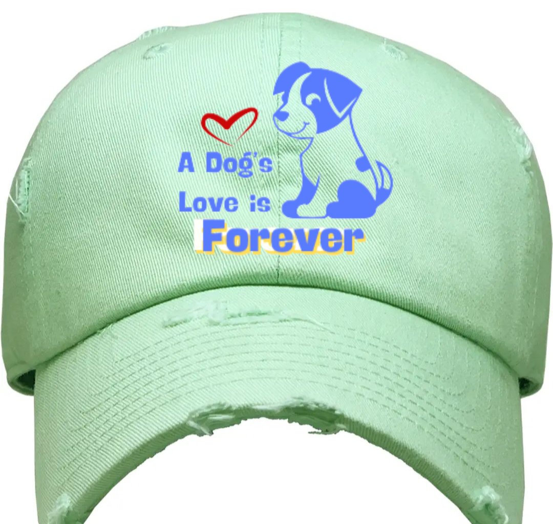 Vintage Style Baseball Cap For Women 'A Dog's Love is Forever'
