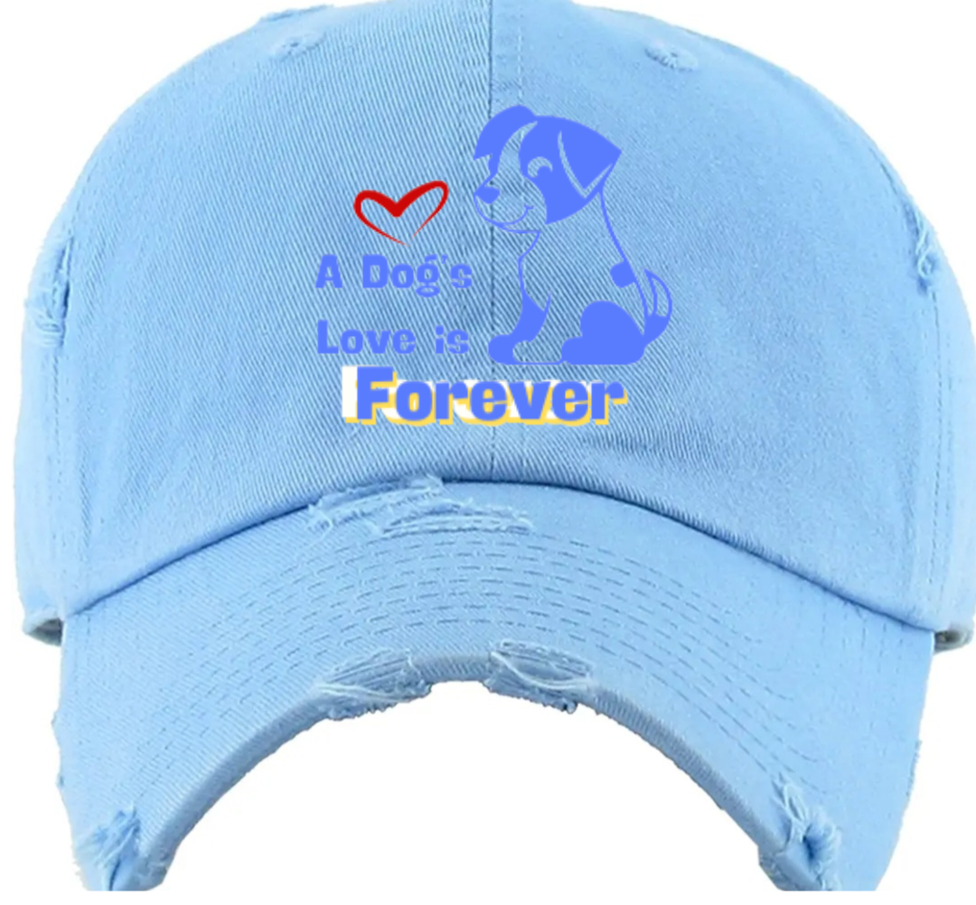 Vintage Style Baseball Cap For Women 'A Dog's Love is Forever'