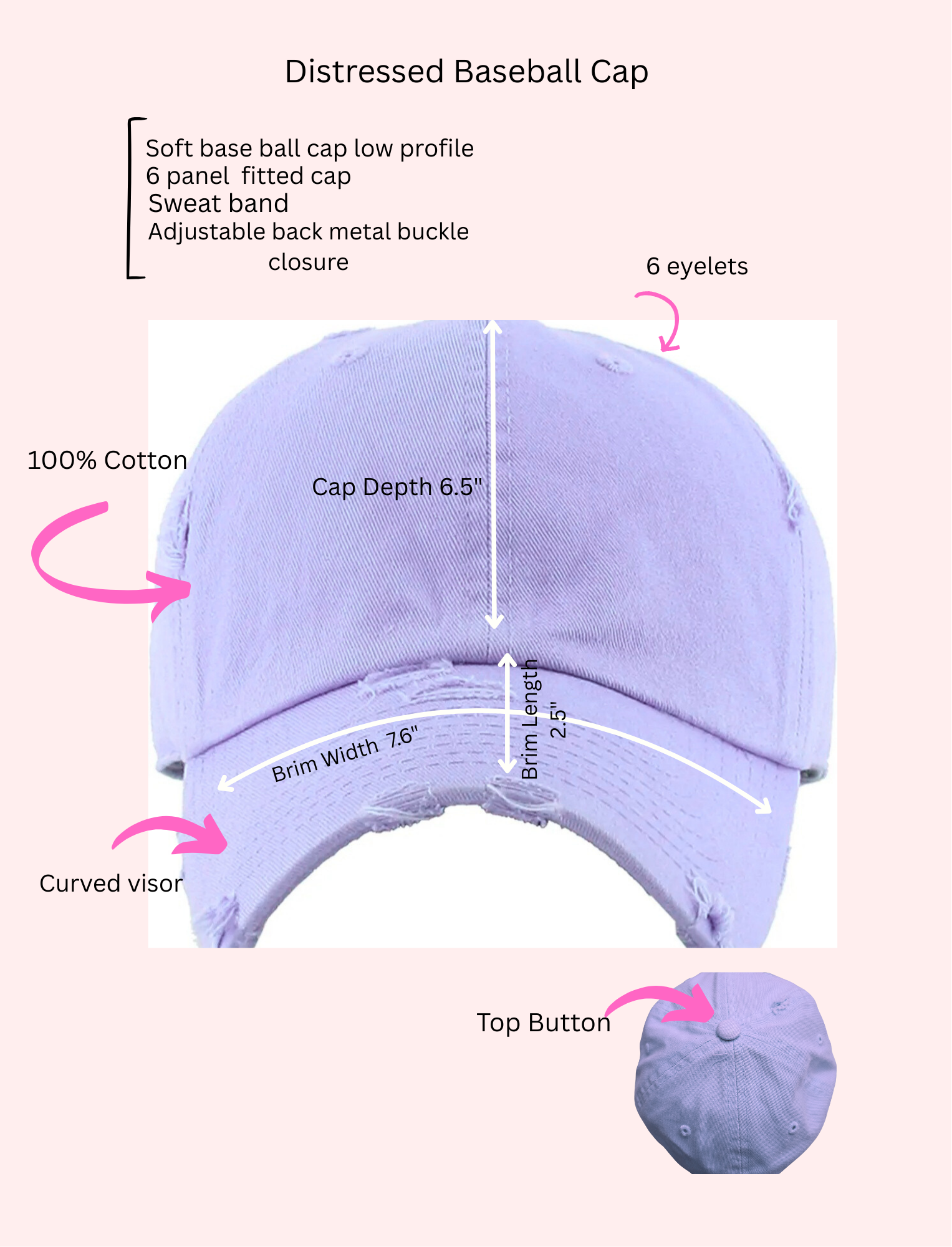 Vintage Style Baseball Cap for Women 'Nap Time'