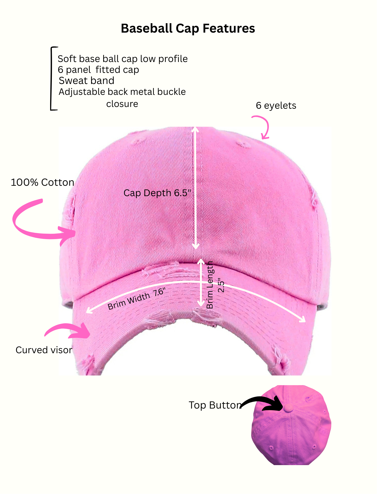 Vintage Style Baseball Cap for Women 'Nap Time'