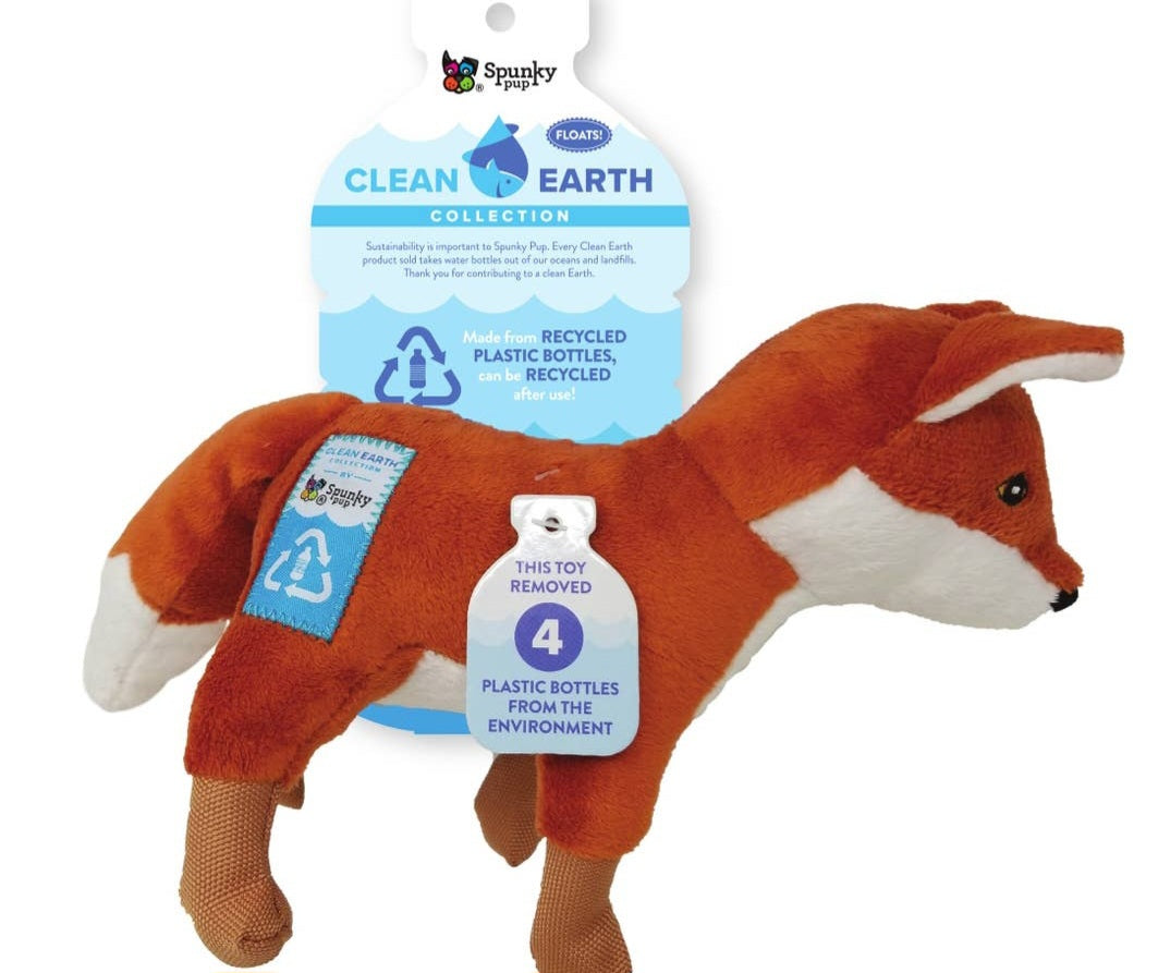 Clean Earth Plush Fox By Spunky Pup Dog Toys