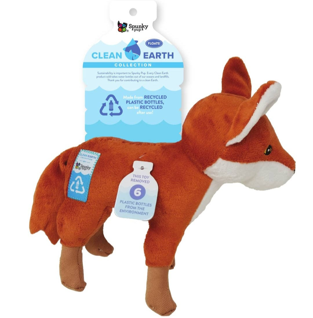 Clean Earth Plush Fox By Spunky Pup Dog Toys