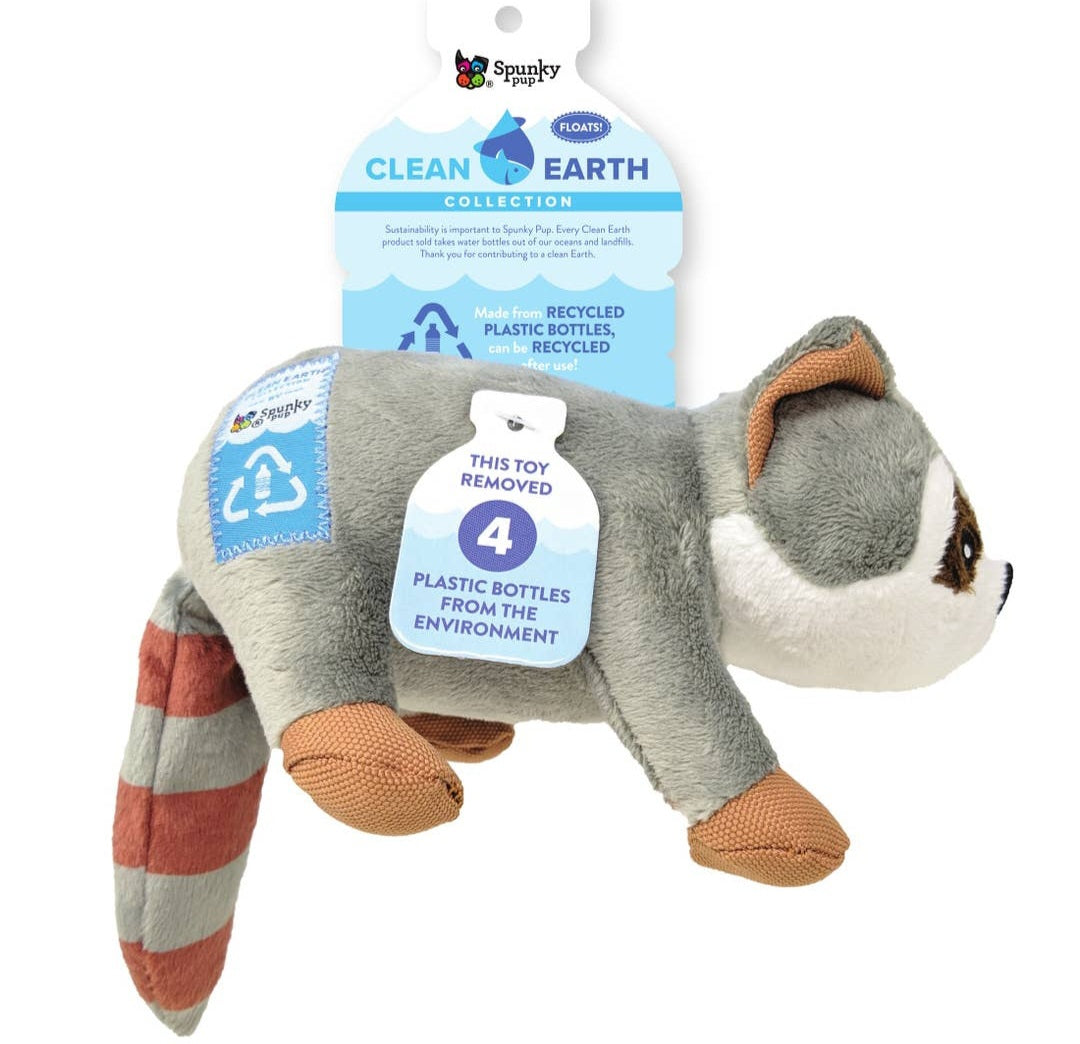 Clean Earth Plush Raccoon By Spunky Pup Dog Toys