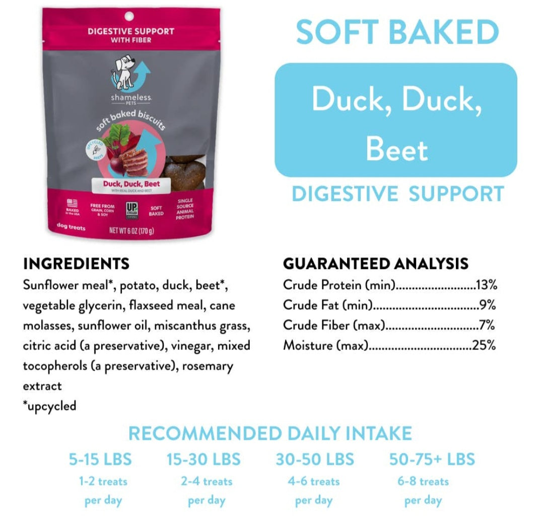 Shameless Pets Duck Duck Beat Soft Baked Dog Treats 6 oz