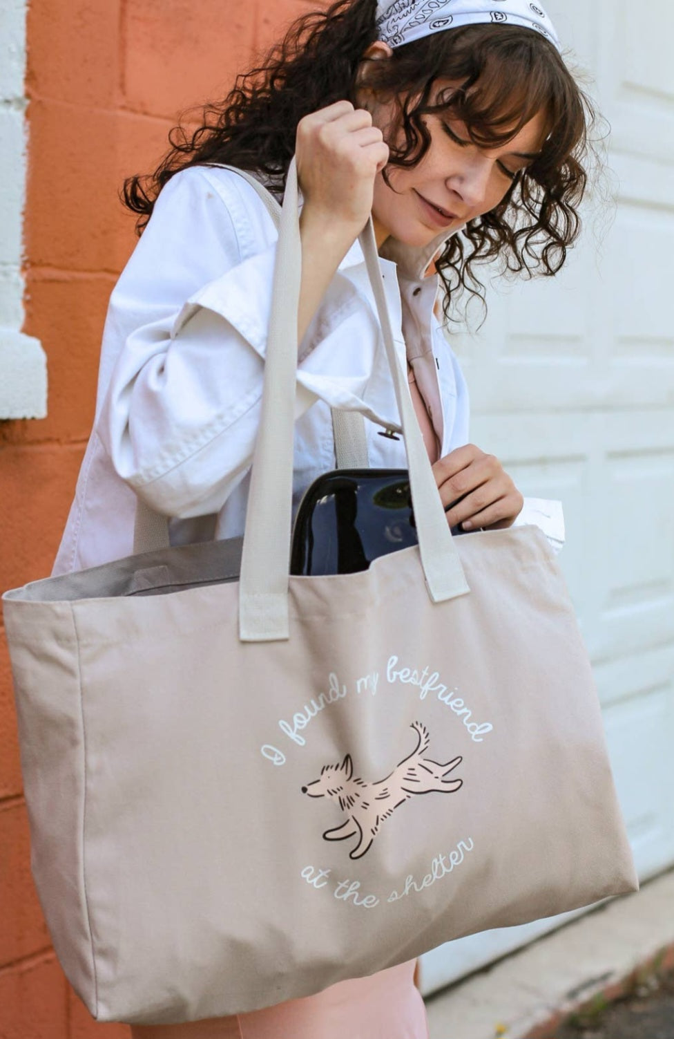 Bop Pop Pet Oversize Canvas Tote Bag| Mocha