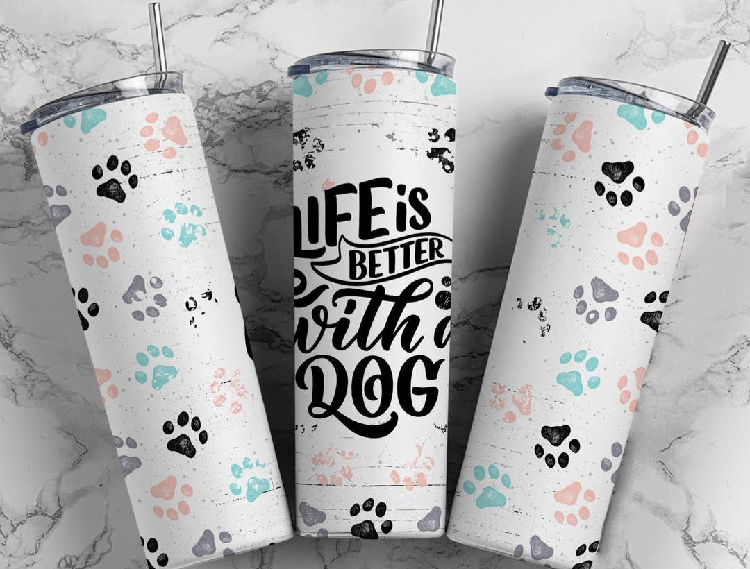 DM Crafting Life is Better Dog Tumbler