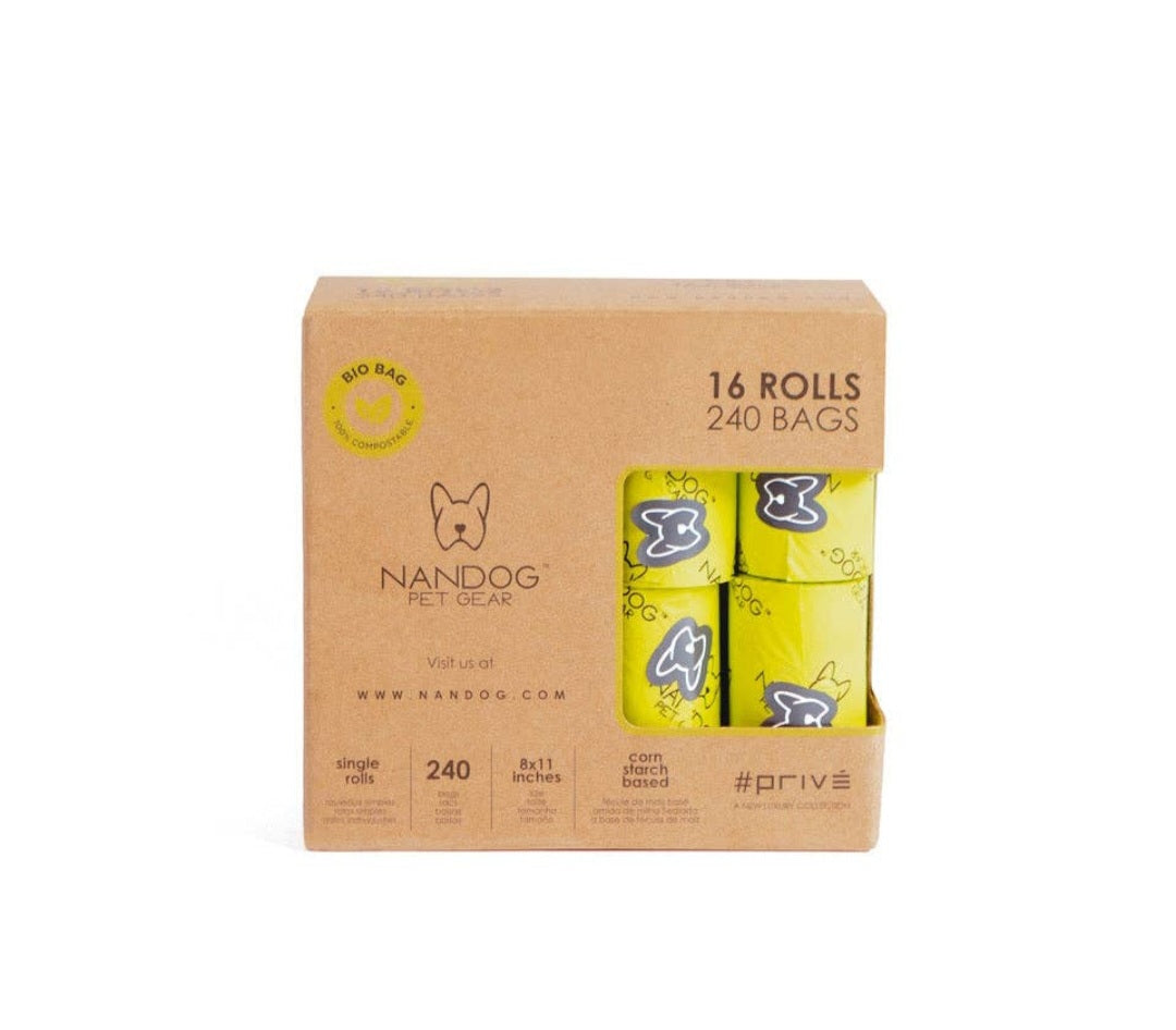 Nandog 100% Bio Poop bags-16 Rolls 240 ct.