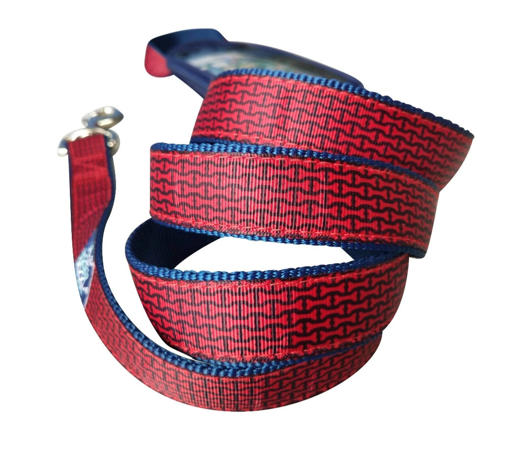 Soggy Doggy No- Pockets Decorative Leash-Cranberry/Navy