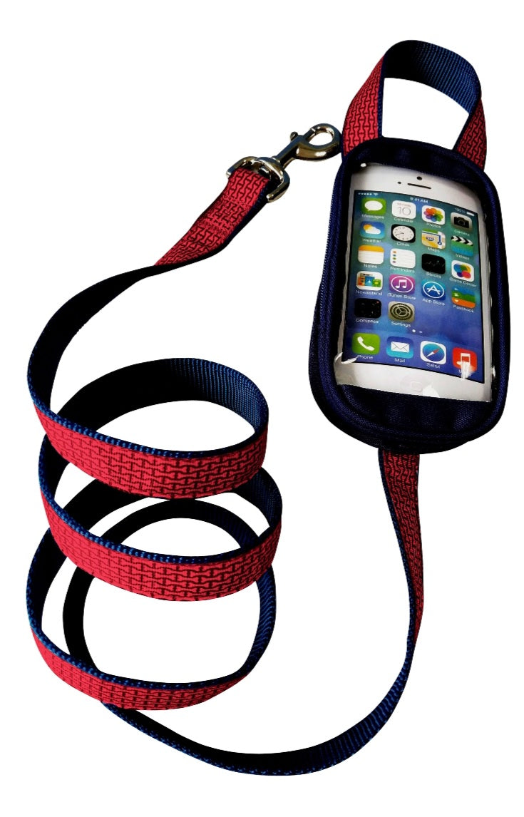 Soggy Doggy No- Pockets Decorative Leash-Cranberry/Navy