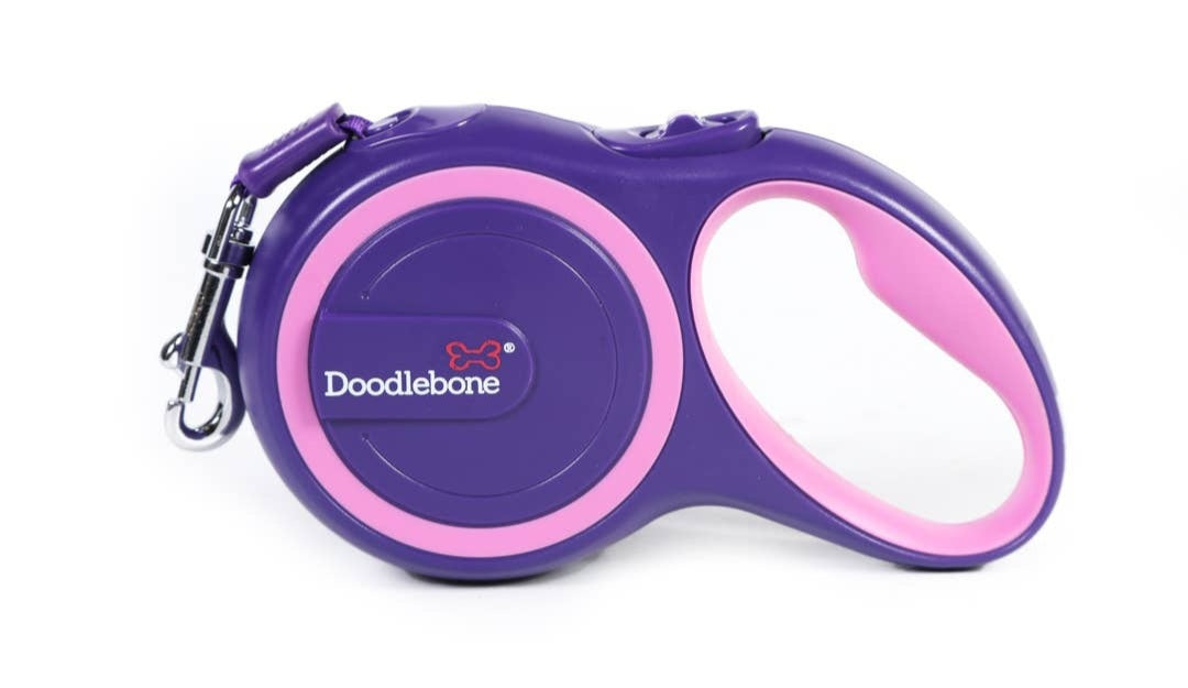 Doodlebone Retractable Dog Leash Blush/Purple 2 Sizes