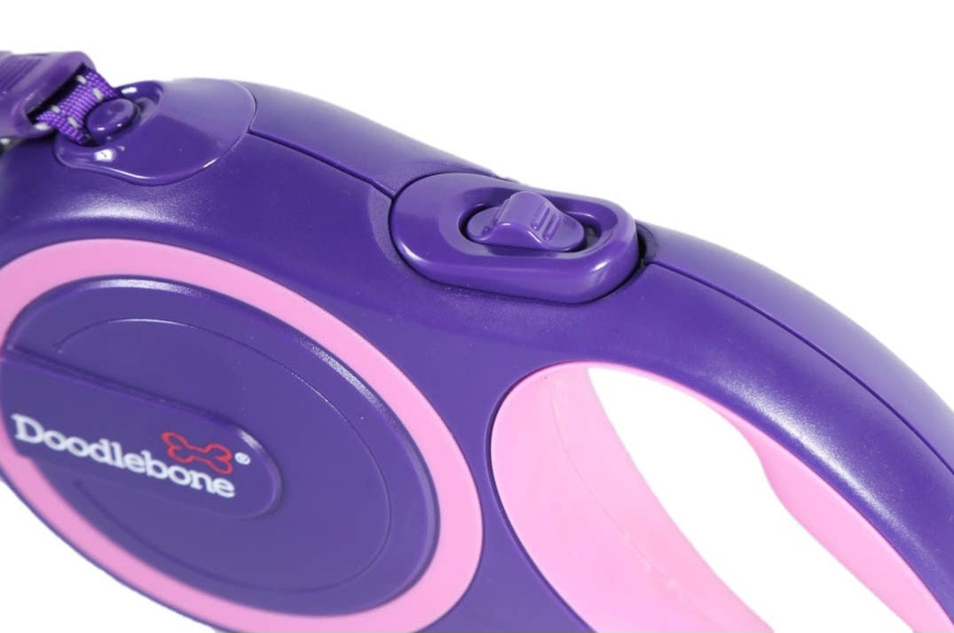 Doodlebone Retractable Dog Leash Blush/Purple 2 Sizes