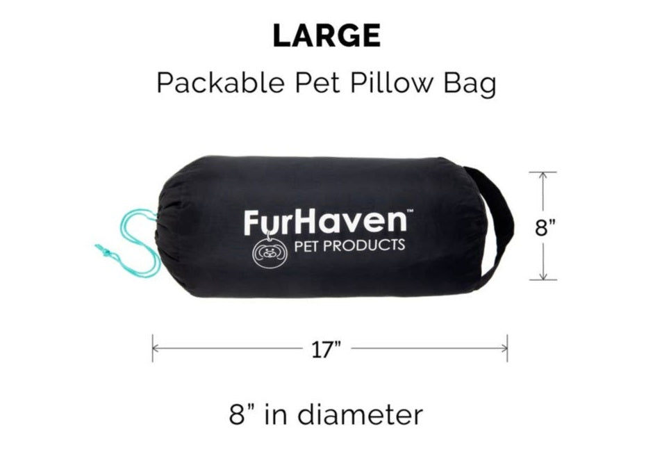 FurHaven Pet Trail Pup Packable Travel Pillow| Flame Red & True Blue