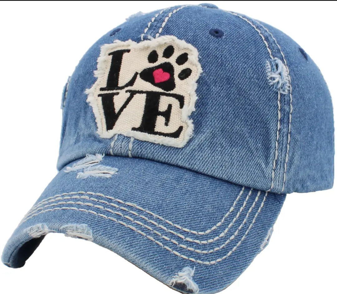 KBETHOS Paw Love Vintage Ball Cap| Denim Blue