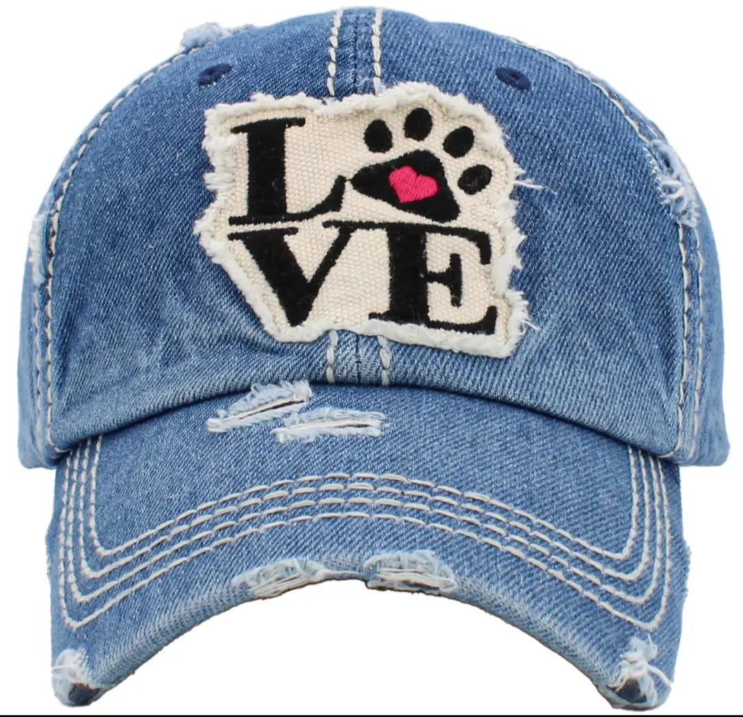 KBETHOS Paw Love Vintage Ball Cap| Denim Blue