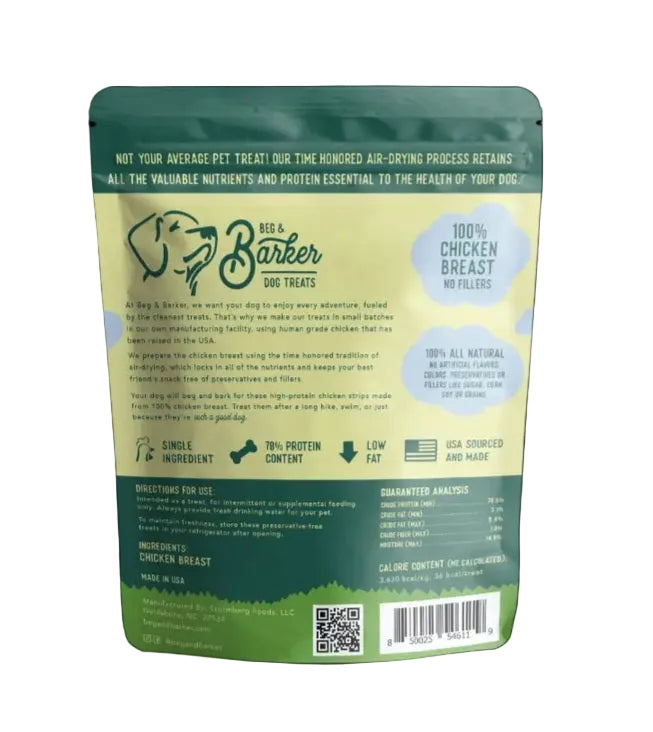 Beg & Barker Chicken Breast Jerky Strips Dog Treats 4 oz