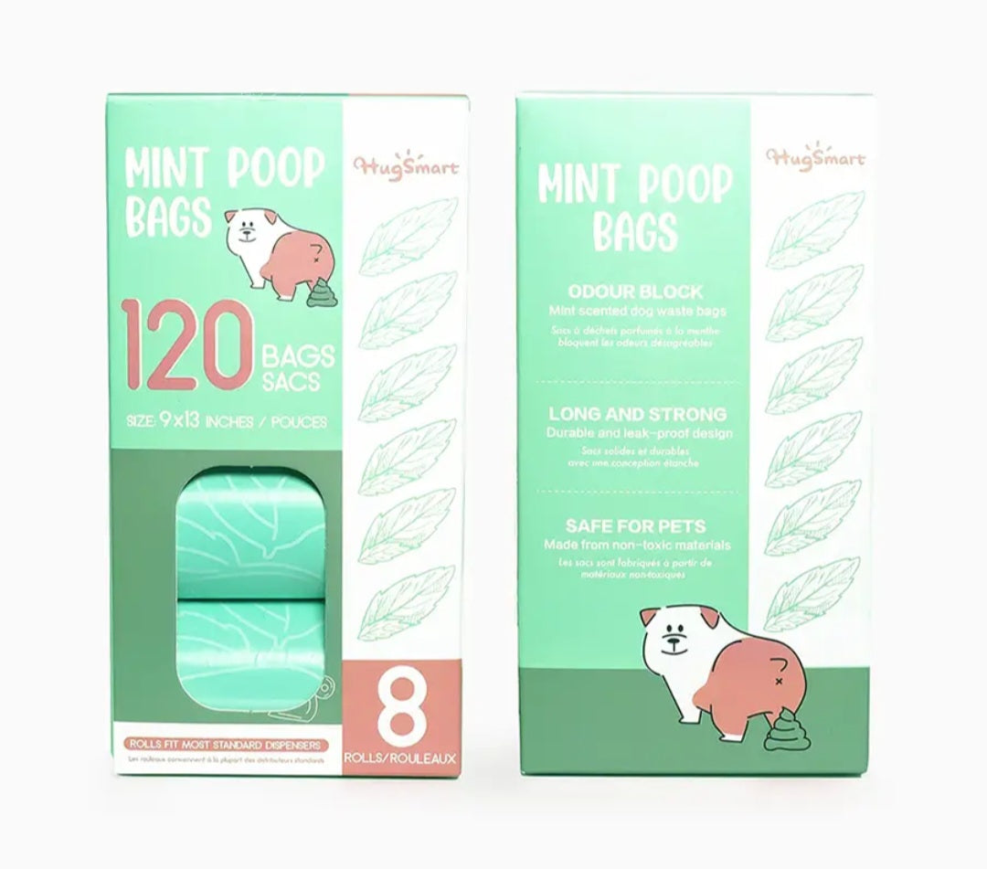 HugSmart Poop Bags 8 Rolls-120 ct Mint