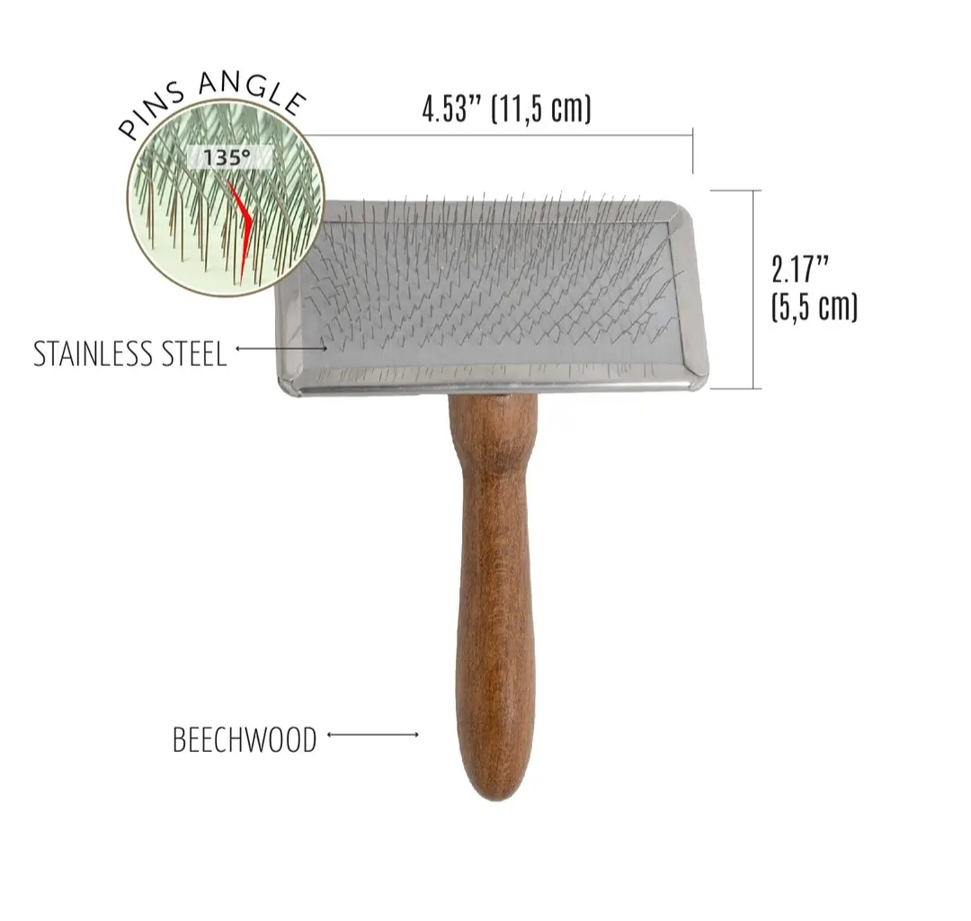 Tauro Pro Line Beechwood Slicker Pet Brush with Stainless Steel Bristles -3 Sizes