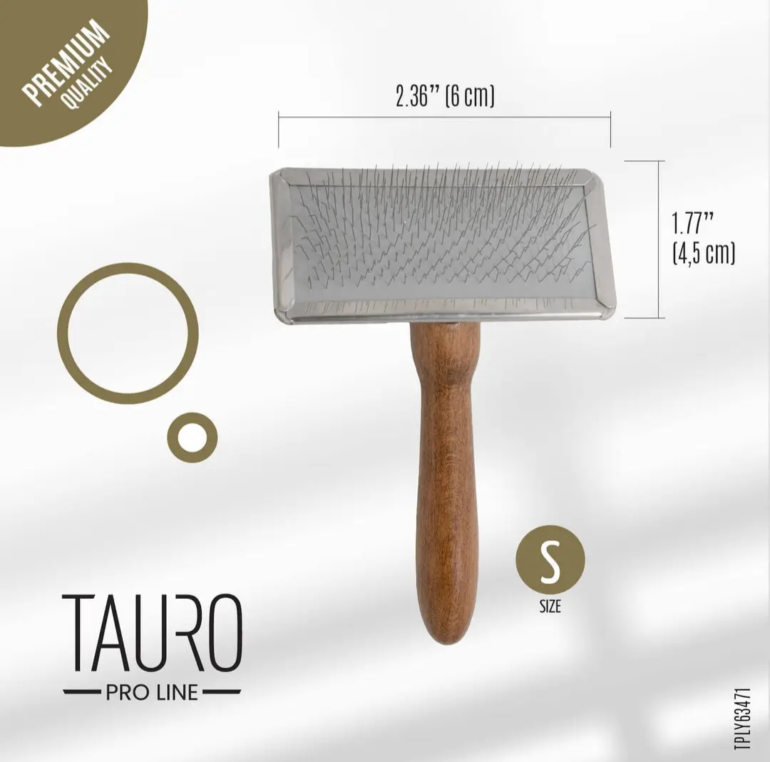 Tauro Pro Line Beechwood Slicker Pet Brush with Stainless Steel Bristles -3 Sizes
