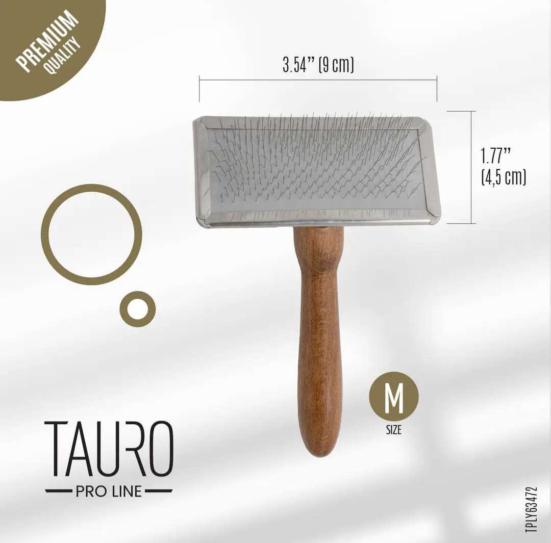 Tauro Pro Line Beechwood Slicker Pet Brush with Stainless Steel Bristles -3 Sizes