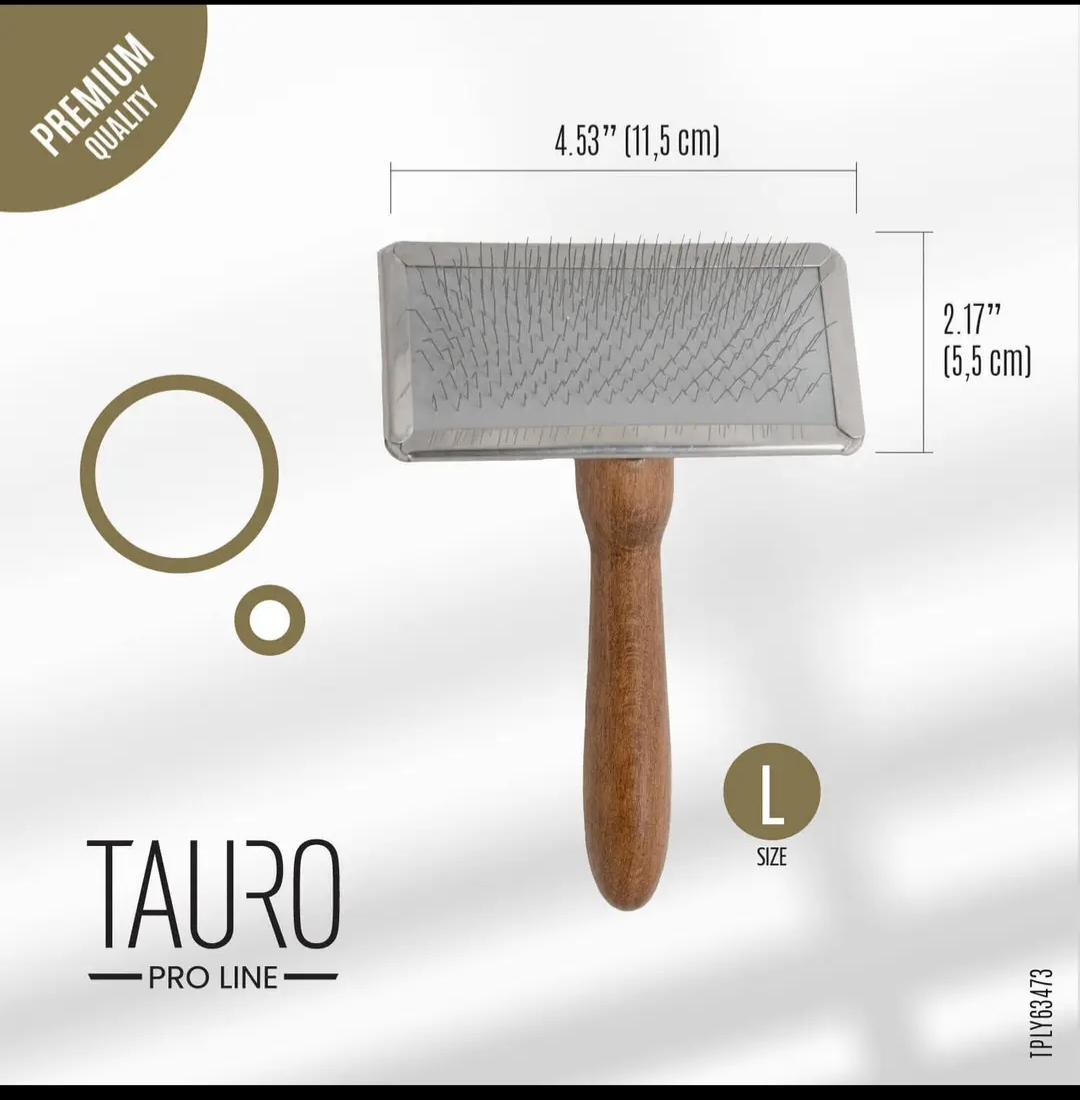 Tauro Pro Line Beechwood Slicker Pet Brush with Stainless Steel Bristles -3 Sizes