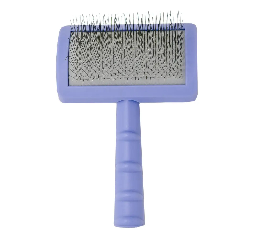 Tauro Plastic Detangling Pet Brush with Curved Steel Pins, .08"