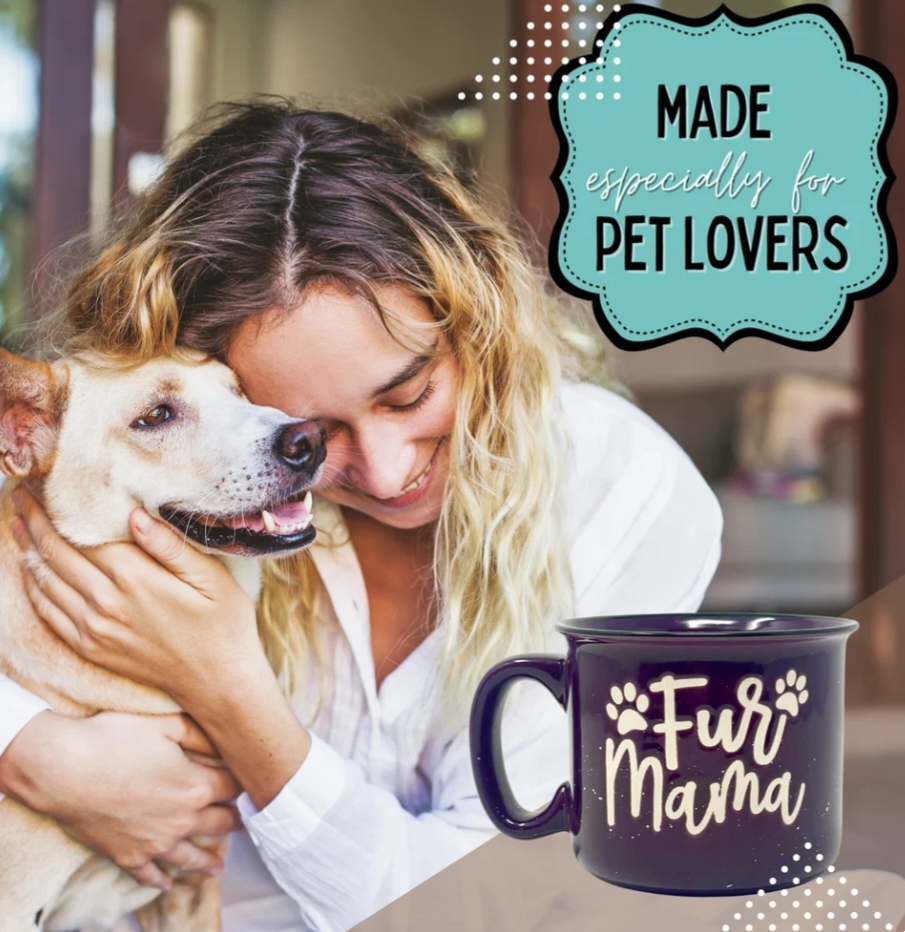 Dog Lover Ceramic Mug-Fur Mama 14 oz