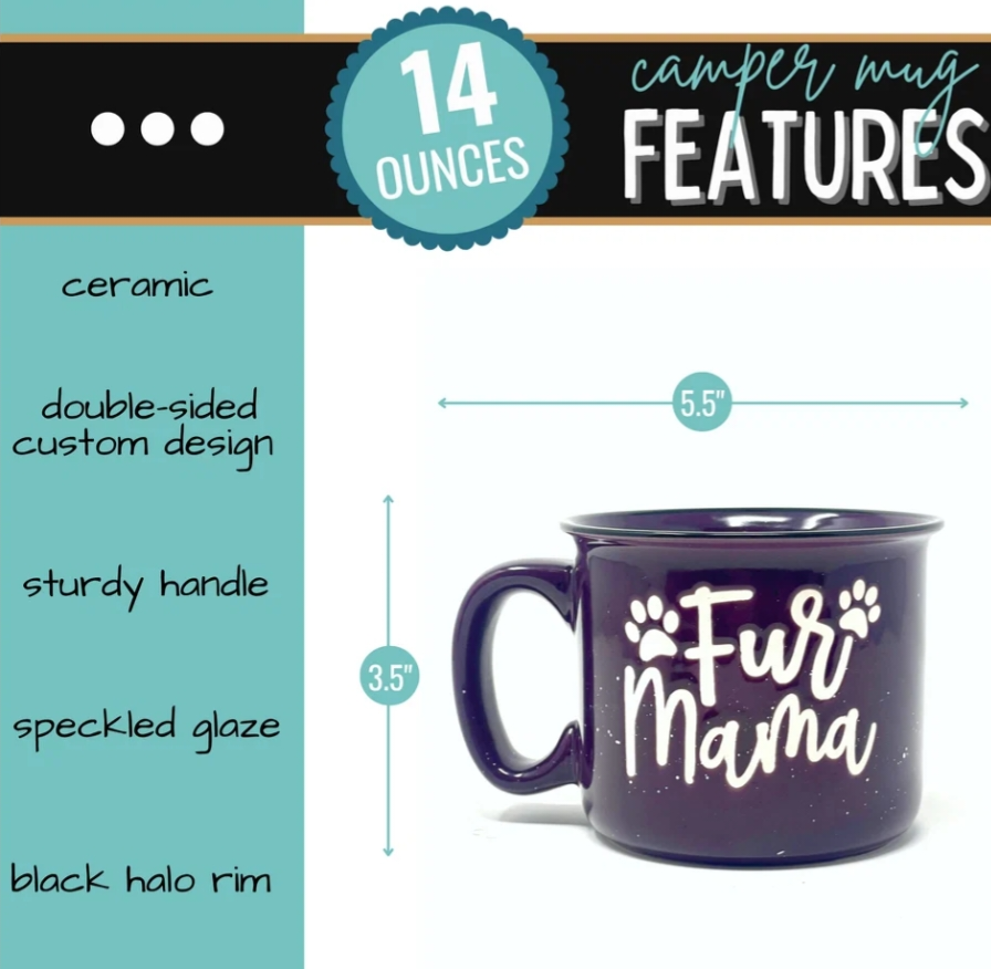 Dog Lover Ceramic Mug-Fur Mama 14 oz