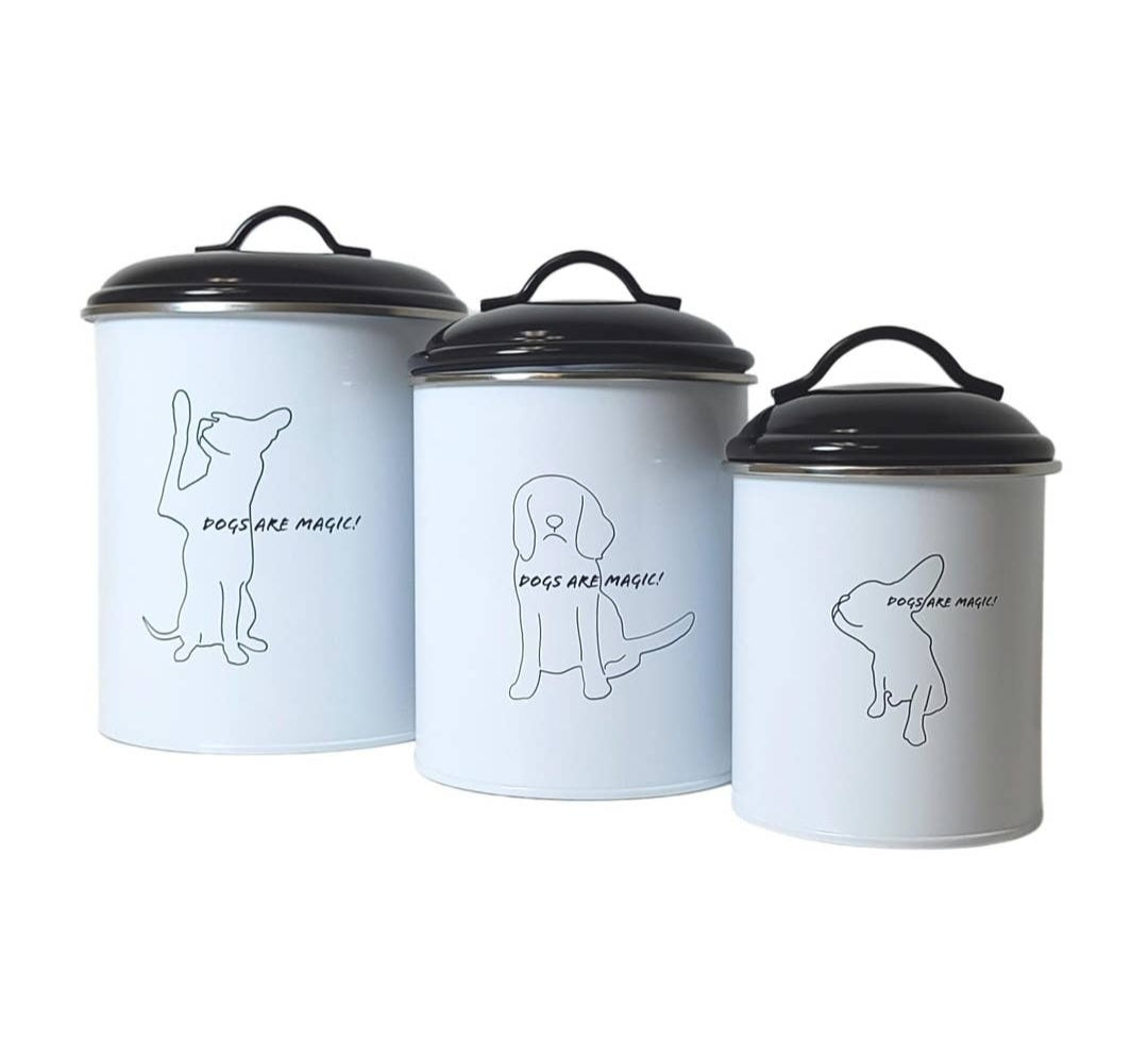 Jojo Modern Pets Black & White Pet Food & Treat Storage Canisters (Set of 3)