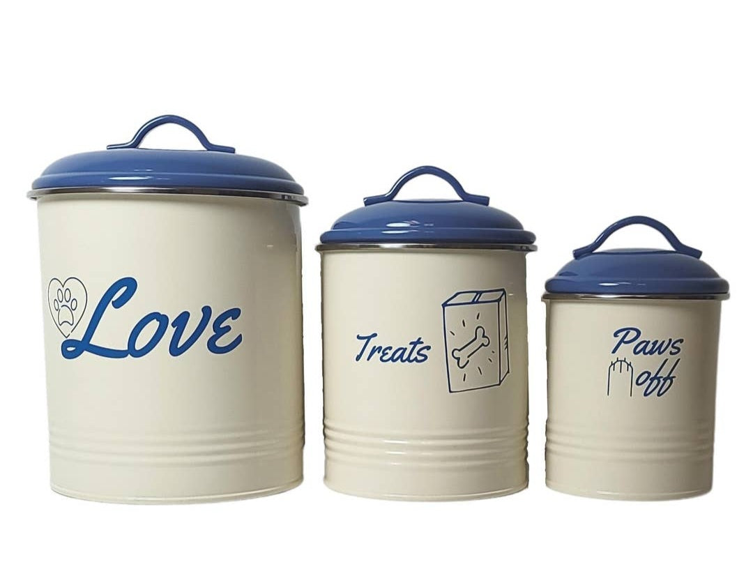 Jojo Modern Pets French Blue Pet Food & Treat Storage Canisters (Set of 3)