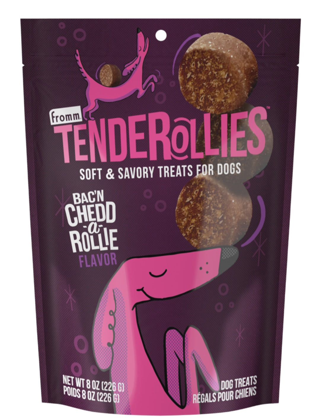 Fromm Tenderollies Soft & Savory Dog Treats Bac'N -Chedd-a-Rollie Flavor 8 oz