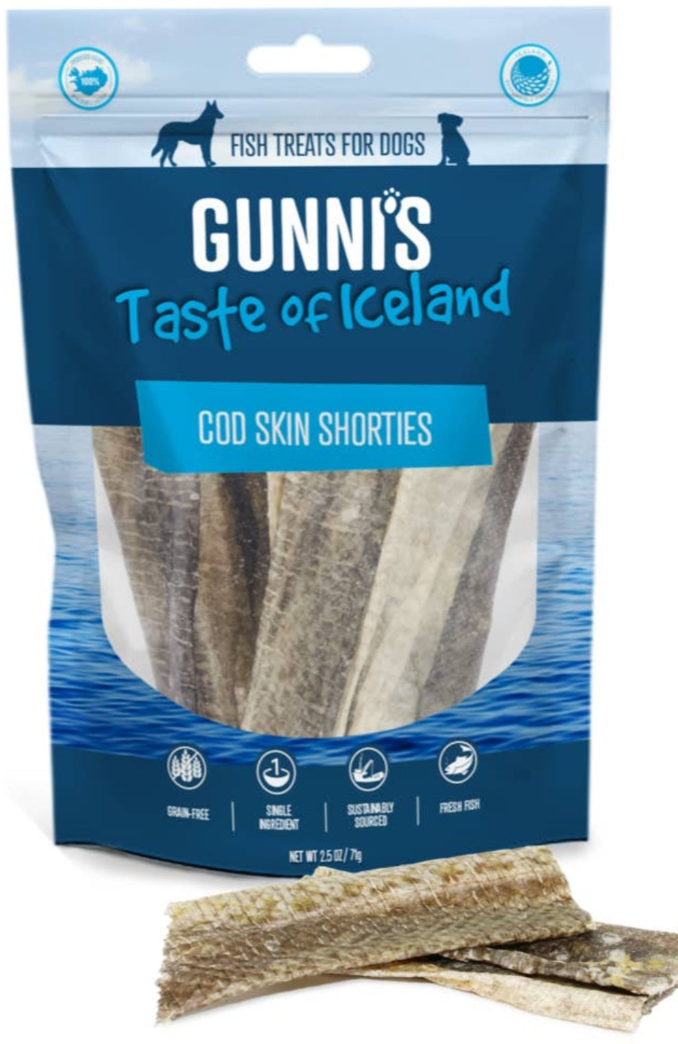 Gunni's Taste of Iceland Cod Skin Shorties 2.5 oz